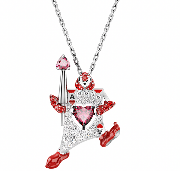 Alice in Wonderland Playing Cards Silver Necklace