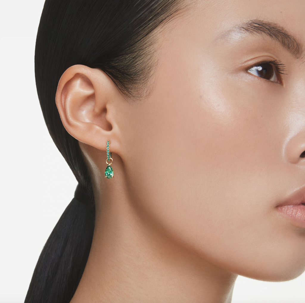Attract Pear Green Gold Drop Earrings