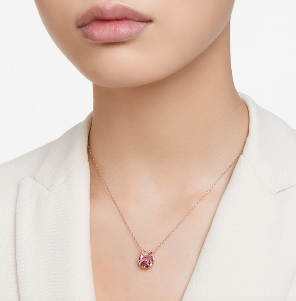 Bella Pink Rosegold Necklace & Earring