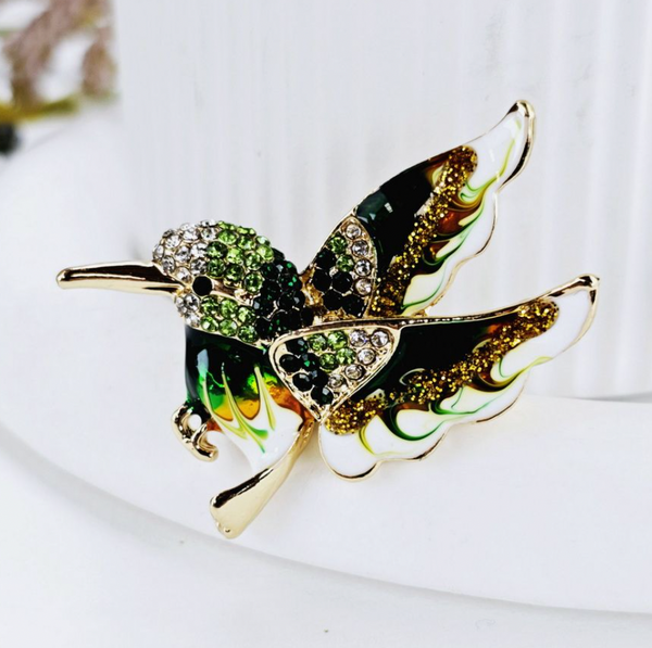 Brooch - Green Hummingbird