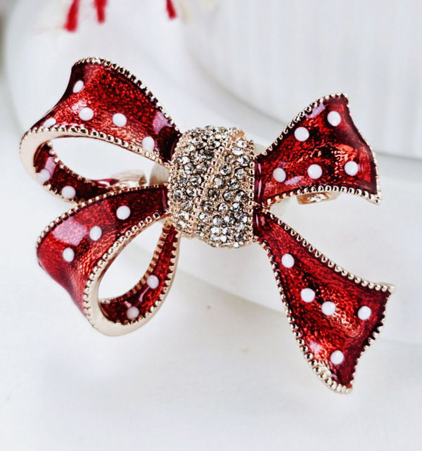 Brooch - Christmas Red Bow