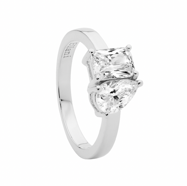 Ring - Emerald & Pear Cut White CZ - 3 Colours