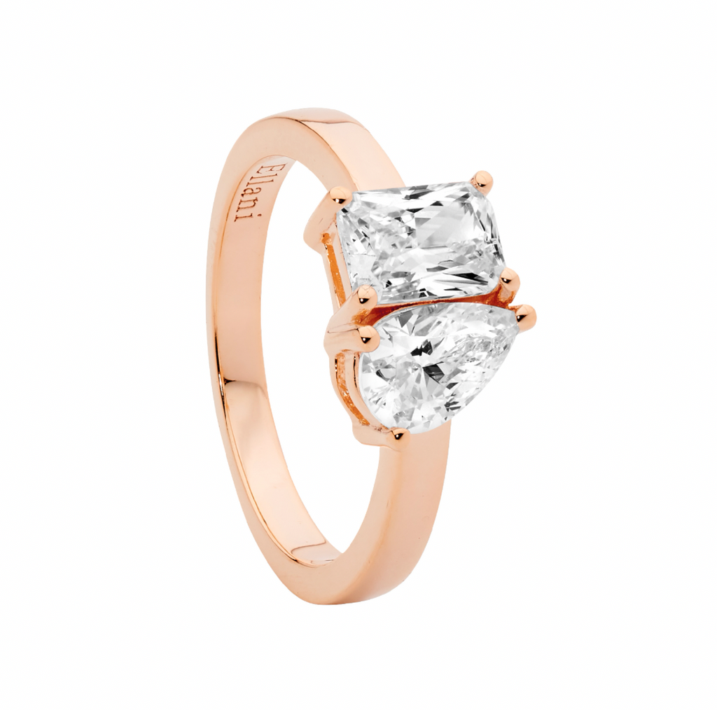 Ring - Emerald & Pear Cut White CZ - 3 Colours