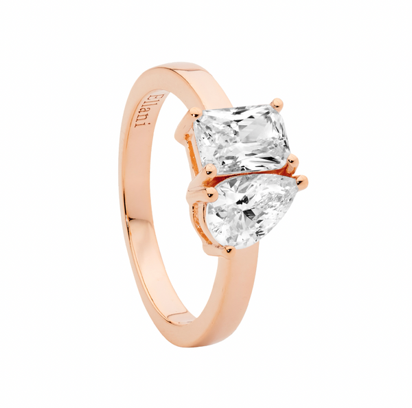 Ring - Emerald & Pear Cut White CZ - 3 Colours