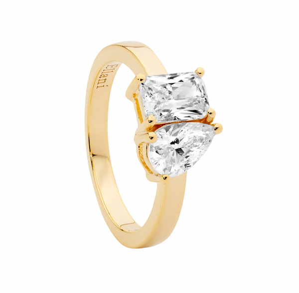 Ring - Emerald & Pear Cut White CZ - 3 Colours