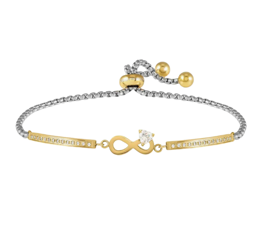Milleluci: Refined Yellowgold infinity with CZ Stainless Steel Bracelet