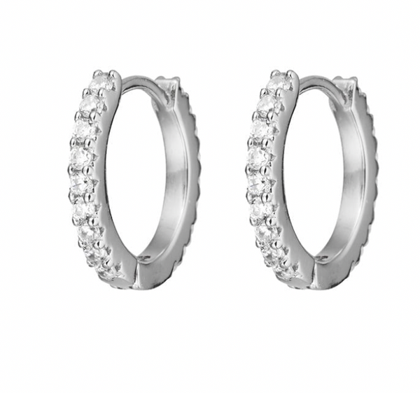 Earring - Silver & CZ 8mm Detailing Hoop