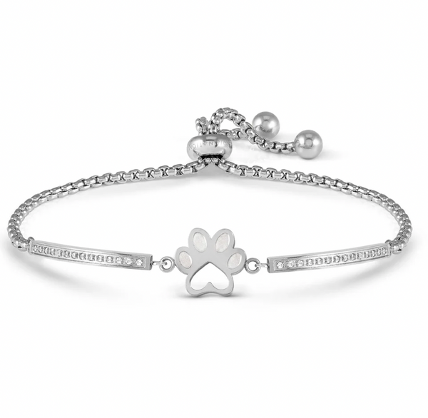 Milleluci: Refined Paw Print with CZ Stainless Steel Bracelet