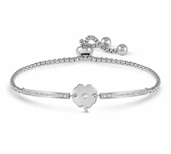 Milleluci: Refined Four Leaf Clover with CZ Stainless Steel Bracelet