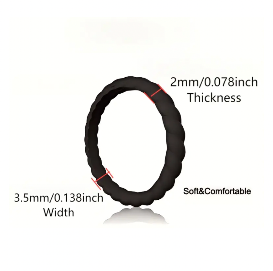 Silicone Ring - Women's 2mm Stylish Twist - 8 colours