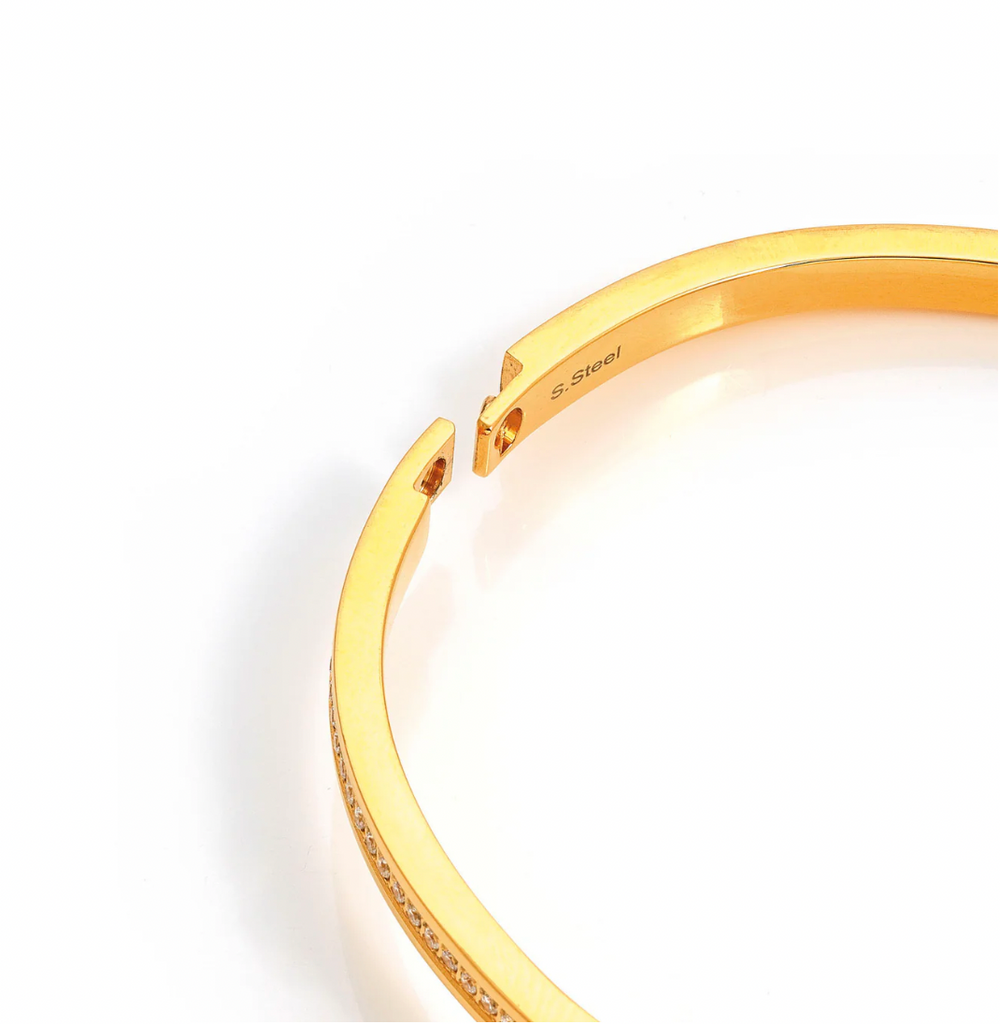 Pretty Bangles: Silver Thick 6 Oval White CZ - 2 sizes