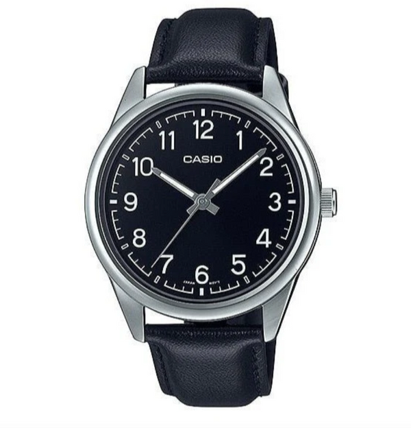 Casio Analogue Black Face, Blue Leather Band Watch