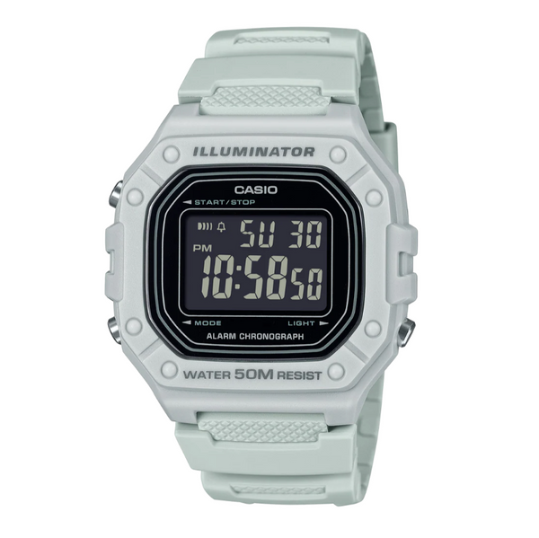 Casio Digital White Case, Resin Band Watch