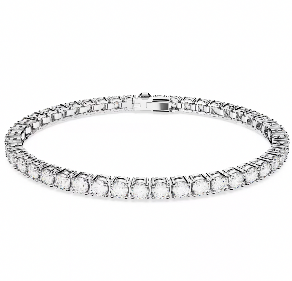 Matrix White Round Cut Silver Tennis Bracelet - 3 Sizes
