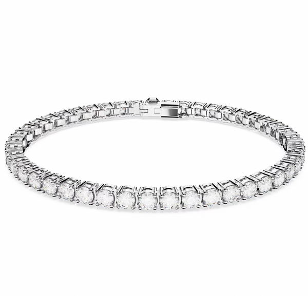Matrix White Round Cut Silver Tennis Bracelet - 3 Sizes