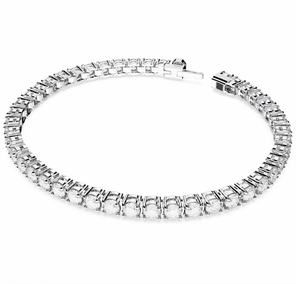 Matrix White Round Cut Silver Tennis Bracelet - 3 Sizes