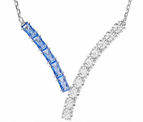 Matrix: Blue Mixed Cuts V Silver Pendant