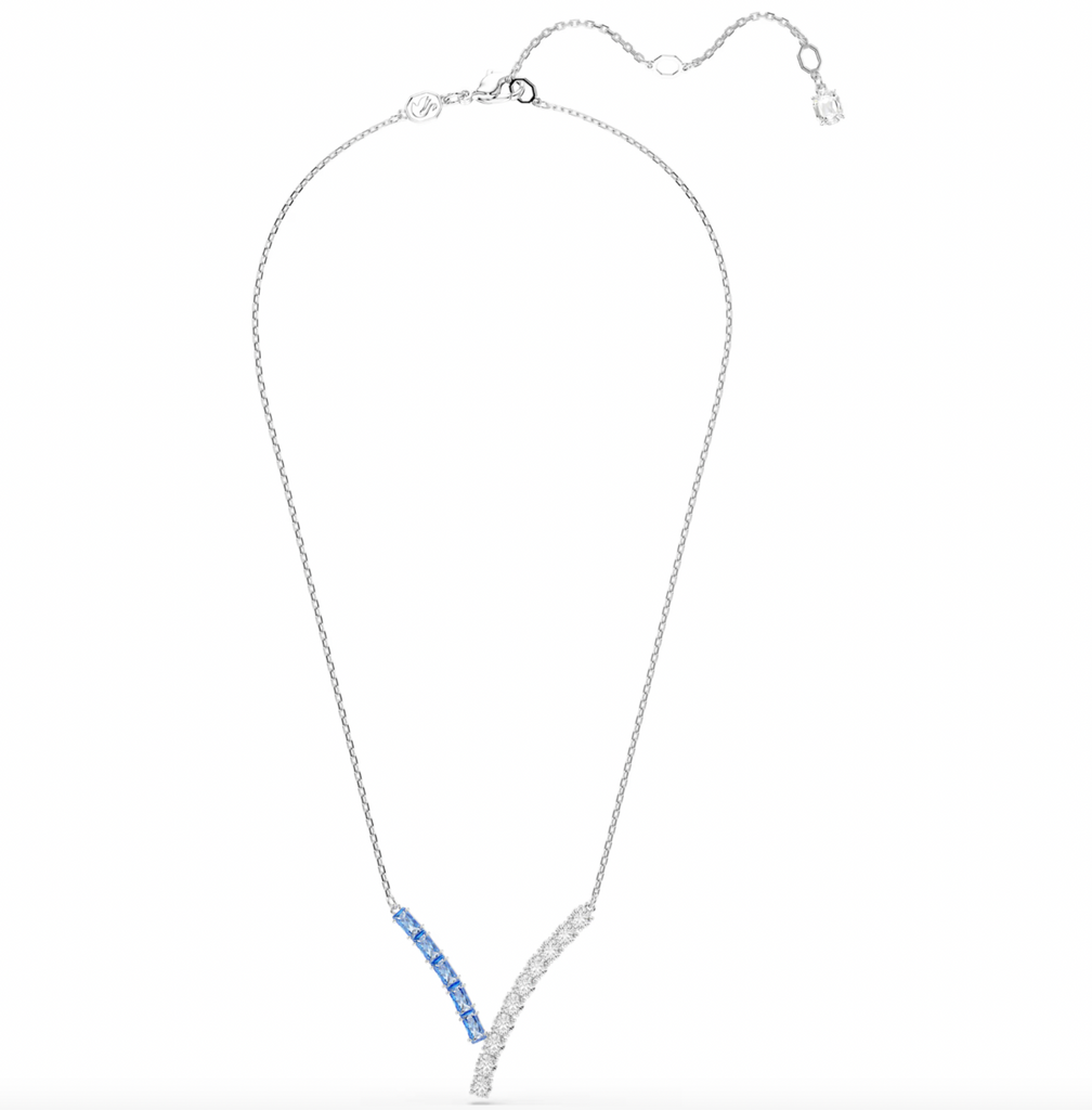 Matrix: Blue Mixed Cuts V Silver Pendant