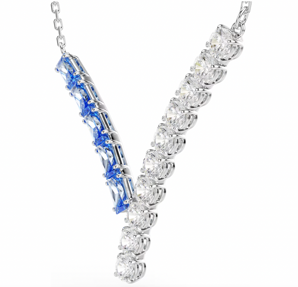 Matrix: Blue Mixed Cuts V Silver Pendant