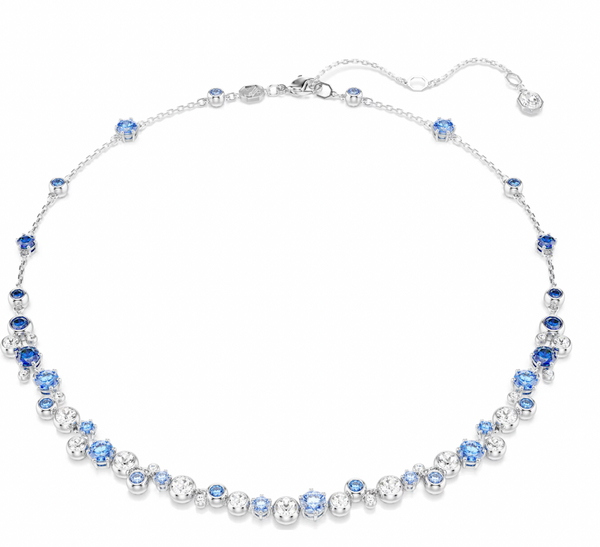 Constella: Blue & White Mixed Cuts Silver Necklace