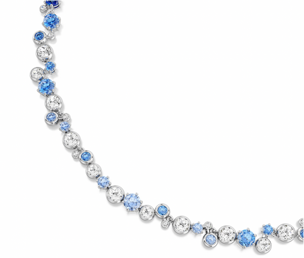 Constella: Blue & White Mixed Cuts Silver Necklace