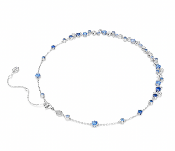 Constella: Blue & White Mixed Cuts Silver Necklace