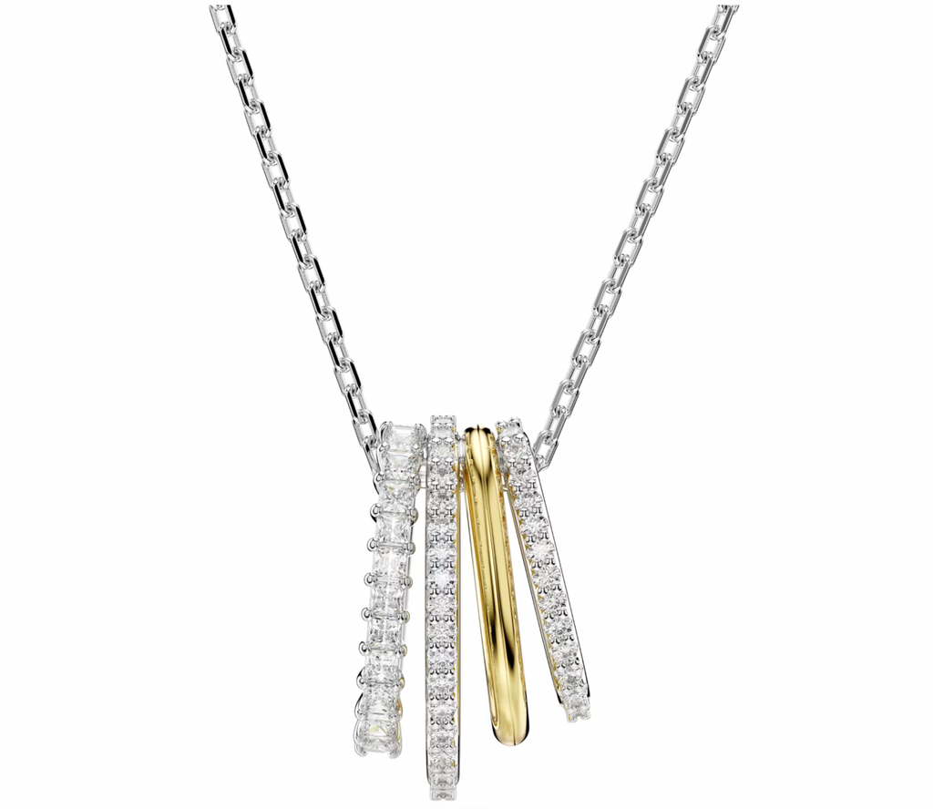 Hyperbola: White Mixed Cuts Silver Pendant