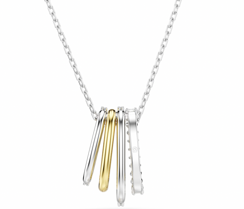 Hyperbola: White Mixed Cuts Silver Pendant