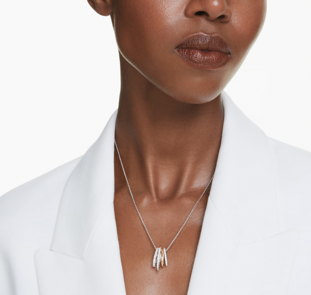 Hyperbola: White Mixed Cuts Silver Pendant