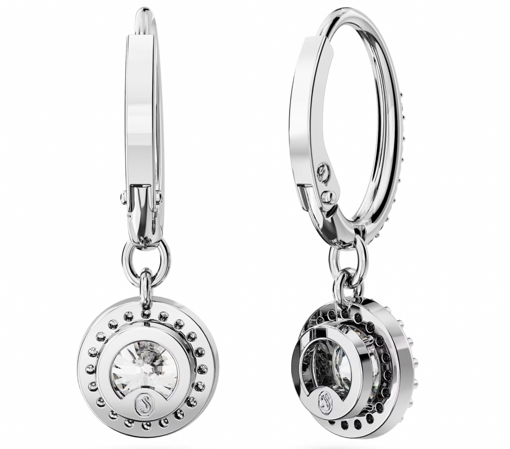 Una Angelic: Pave White Round Cut Drop Earrings - 2 colours