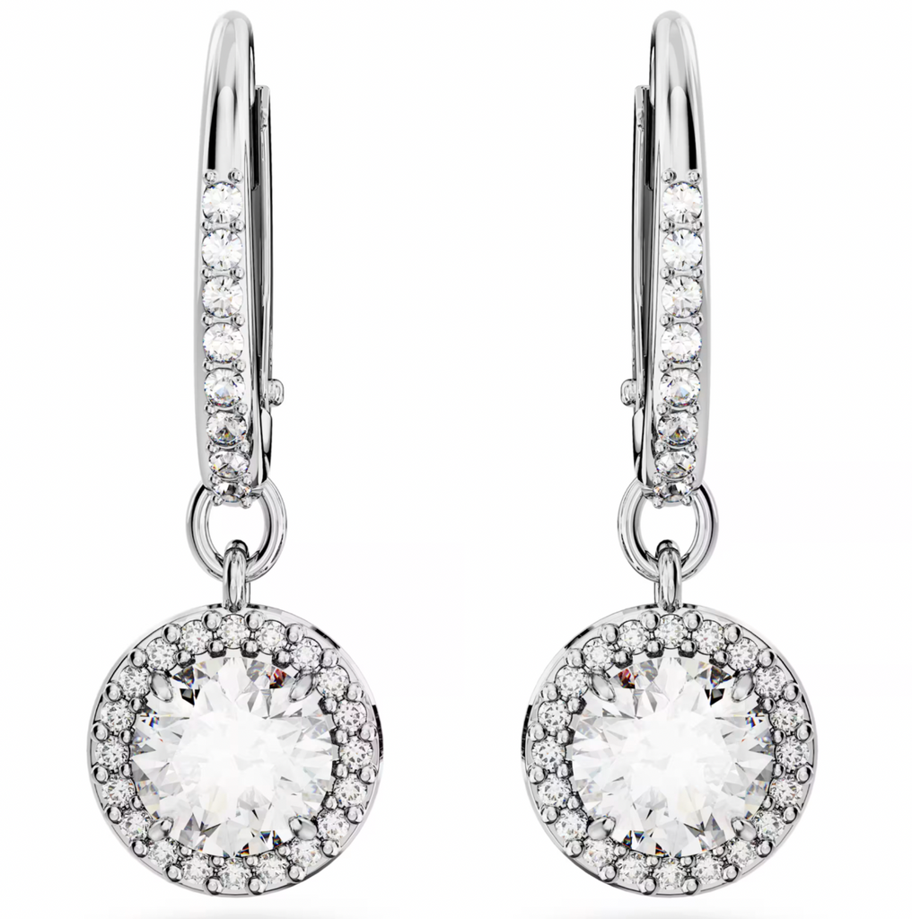 Una Angelic: Pave White Round Cut Drop Earrings - 2 colours