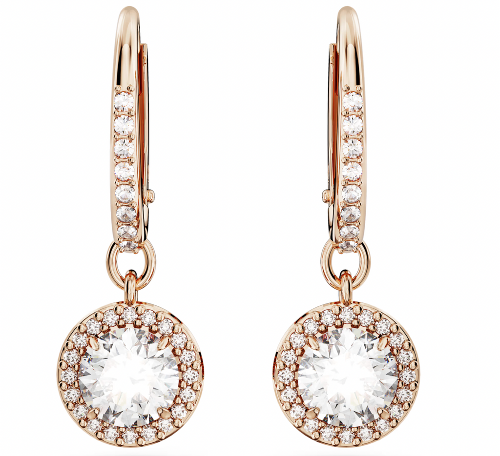 Una Angelic: Pave White Round Cut Drop Earrings - 2 colours