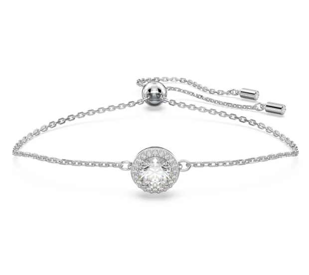 Constella: Pave White Round Cut Silver Bracelet