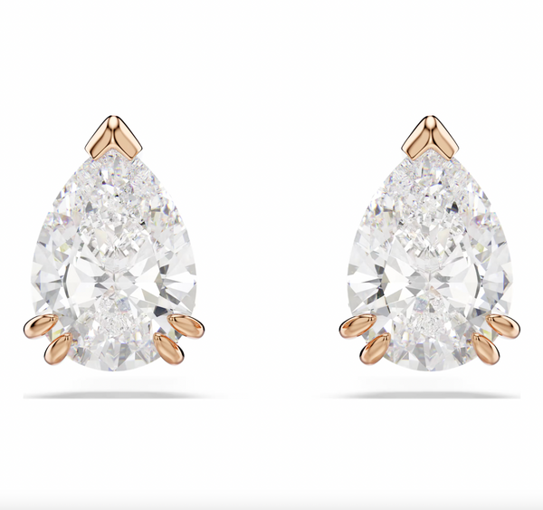 Stilla: White Pear Cut Rosegold Stud Earrings