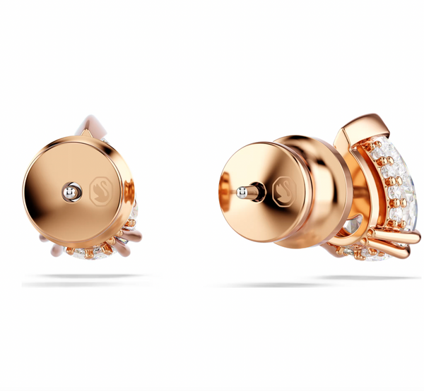 Stilla: White Pear Cut Rosegold Stud Earrings