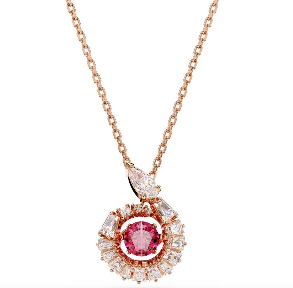 Snake White/Red Mixed Cuts Rosegold Necklace