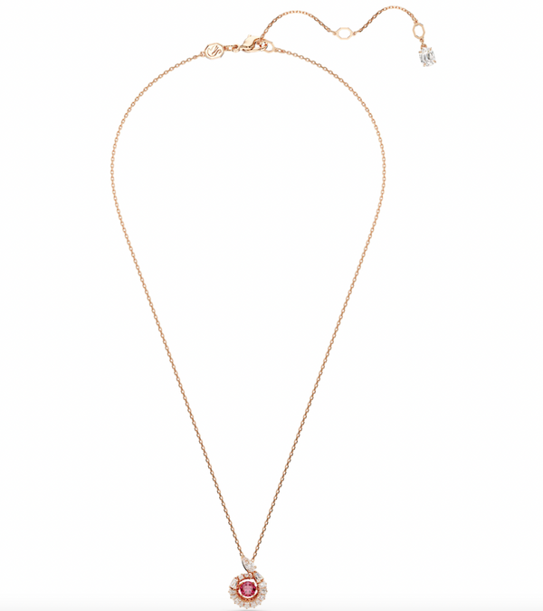 Snake White/Red Mixed Cuts Rosegold Necklace