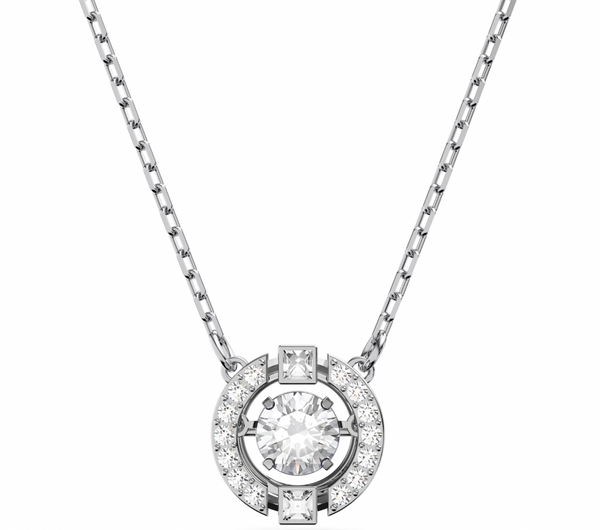 Una: Pave White Round Cut Silver Necklace