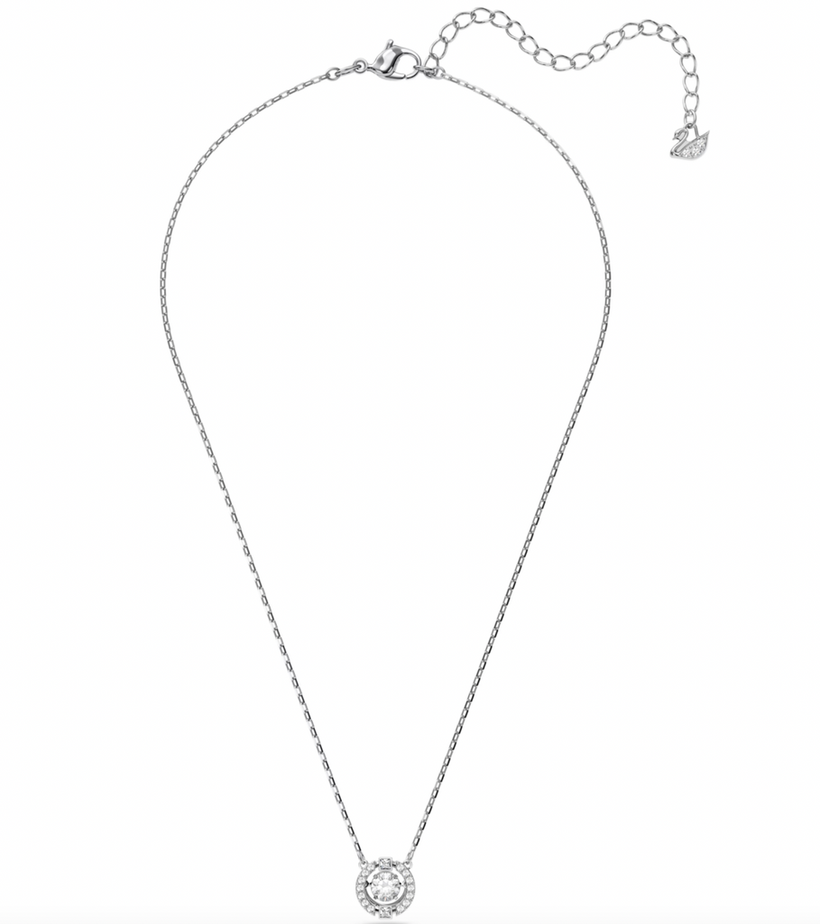 Una: Pave White Round Cut Silver Necklace