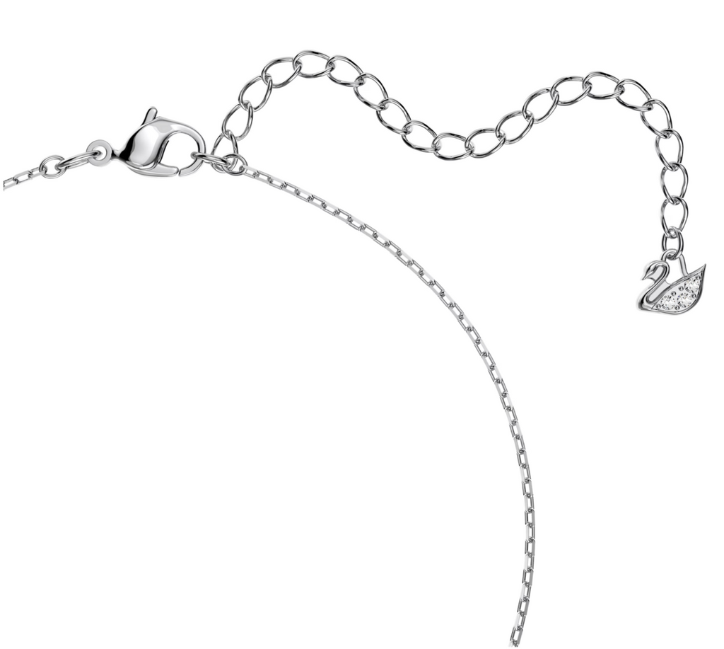 Una: Pave White Round Cut Silver Necklace