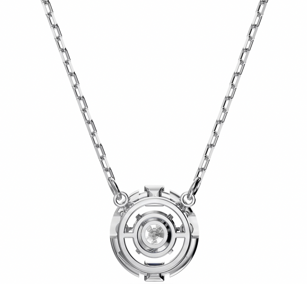 Una: Pave White Round Cut Silver Necklace