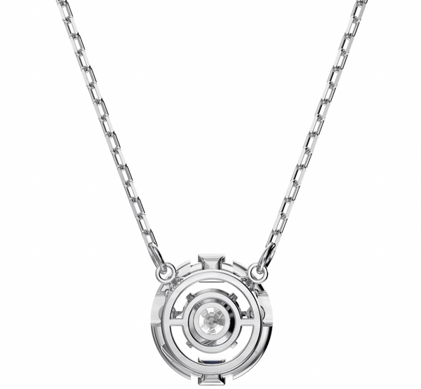 Una: Pave White Round Cut Silver Necklace