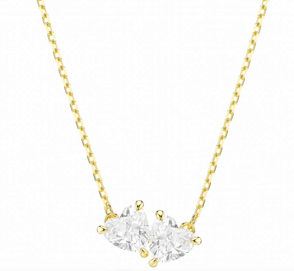 Mesmera Attract: Twin Heart Cut Gold Necklace