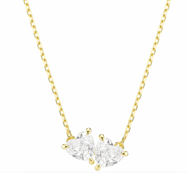 Mesmera Attract: Twin Heart Cut Gold Necklace