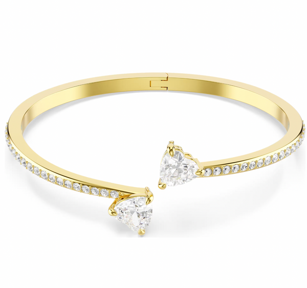 Mesmera Attract: White Heart Cut Gold Bangle