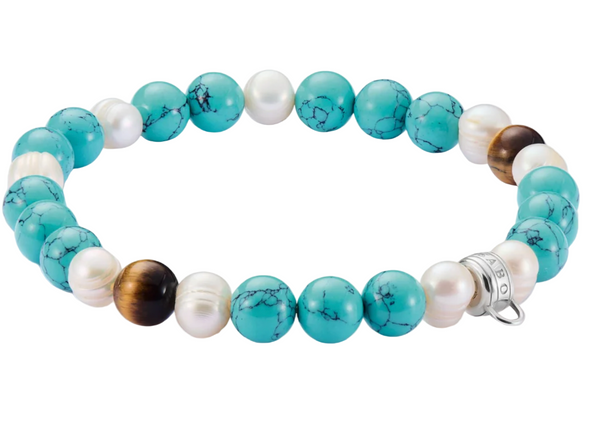 Colourful Oval Bead Large Silver Charm Bracelet