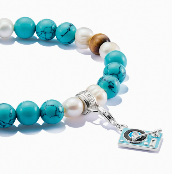 Colourful Oval Bead Silver Charm Bracelet
