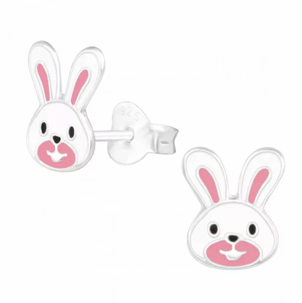 🐣 Easter: Kids Rabbit Silver Stud Earrings