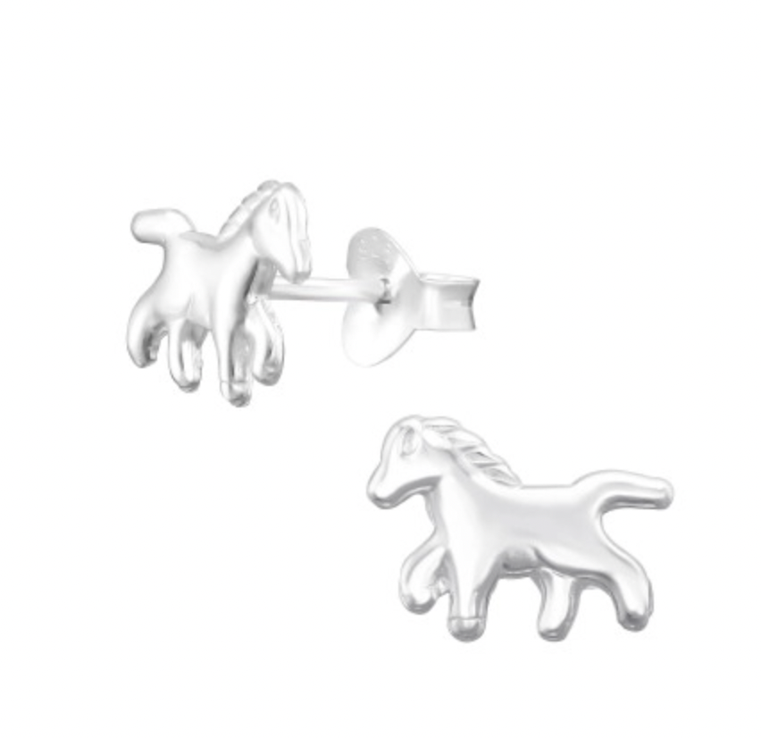 Kids Horse Silver Stud Earrings