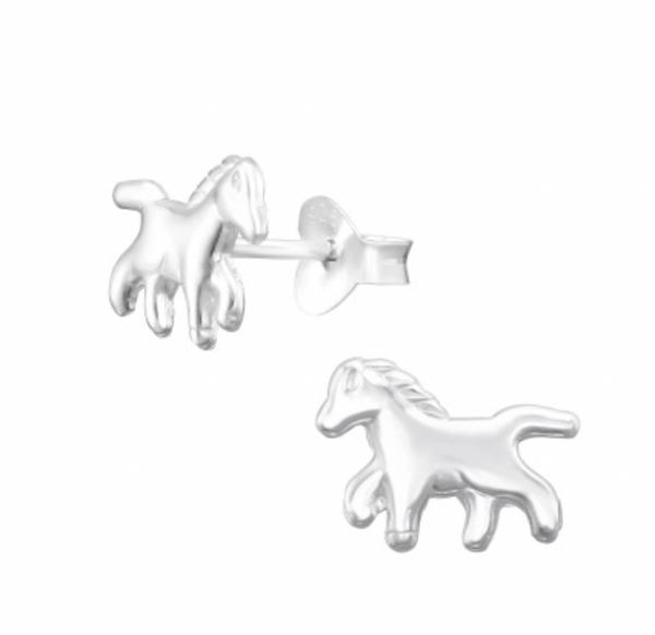 Kids Horse Silver Stud Earrings